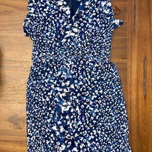 DKNY Navy and Cream Floral Dress